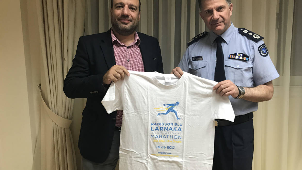 The Organising Committee of the 1st Radisson Blu Larnaka International Marathon meets the Chief of Cyprus Police