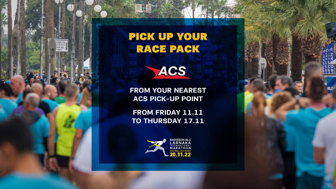 Pick up your BIB number and your race pack from the closest ACS Courier point in Cyprus